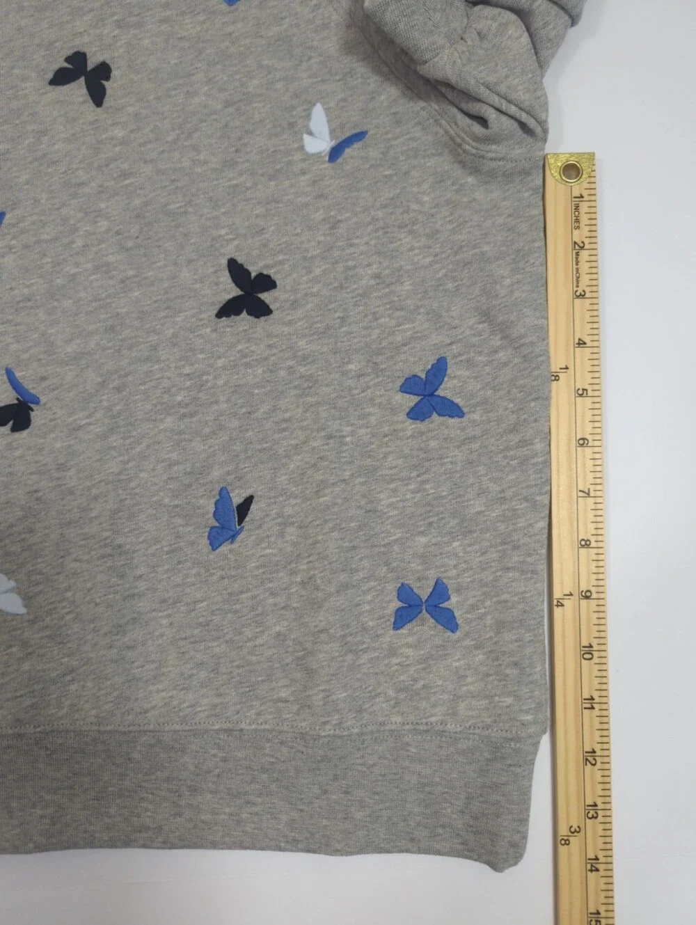 Kate Spade Embroidered Butterfly Short Puff Sleeve Sweatshirt